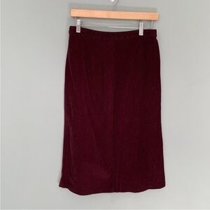 Vintage Eddie Bauer maroon corduroy midi below knee unlined skirt